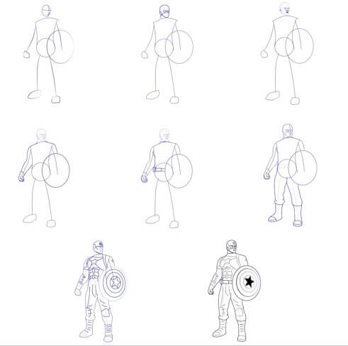 How to draw Captain America is in good shape
