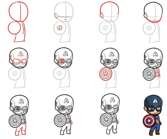 How to draw Captain America smile