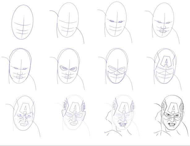 How to draw Captain America’s head