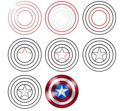 Captain America's shield Drawing Ideas