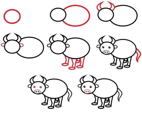 How to draw Cartoon buffalo