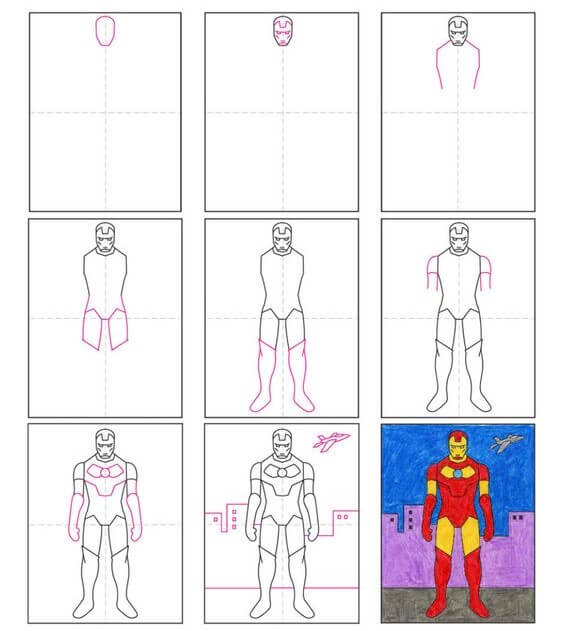 How to draw Cartoon Iron Man
