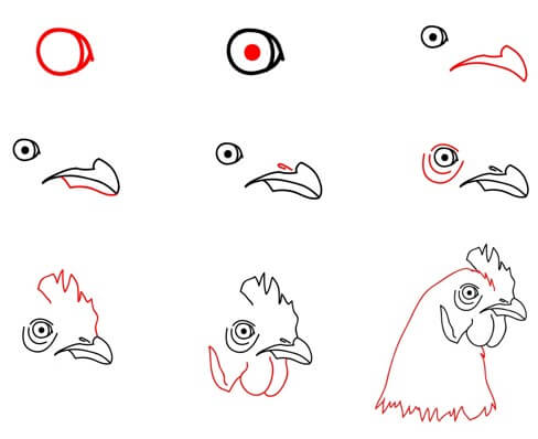 Chicken face Drawing Ideas