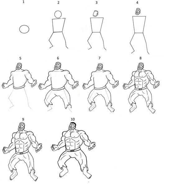 How to draw Crazy hulk