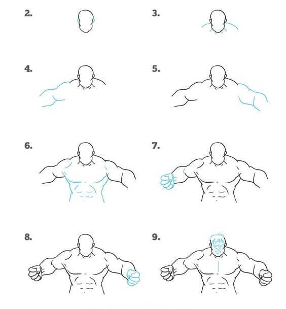 How to draw Hulk body
