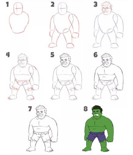 How to draw Hulk cute