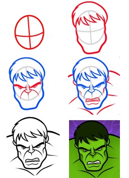 How to draw Hulk’s head