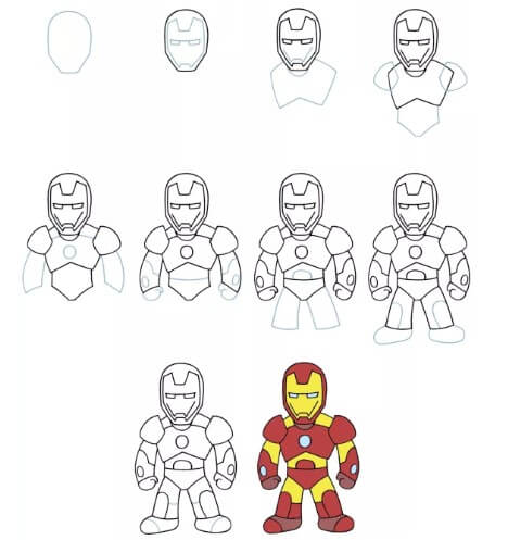 How to draw Iron man cute 2