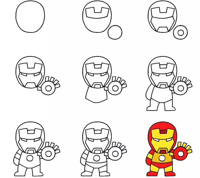 How to draw Iron man cute