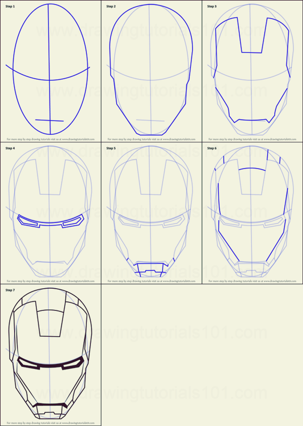 How to draw Iron man face