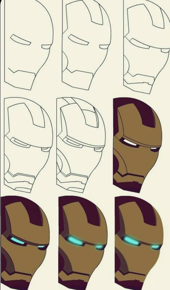 Iron man head Drawing Ideas