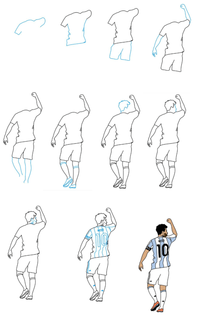 How to draw Messi celebration 2
