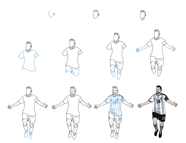 How to draw Messi celebration 4
