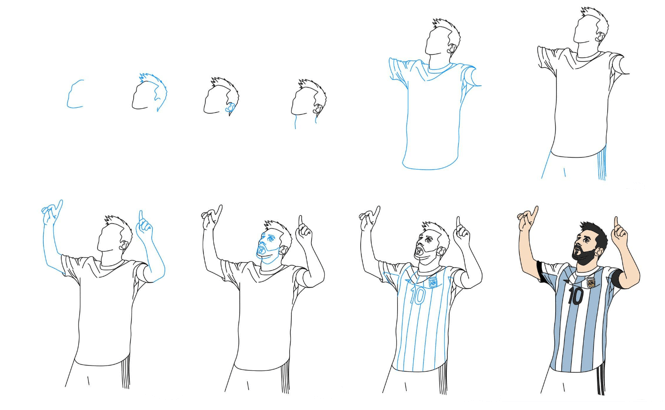 How to draw Messi celebration