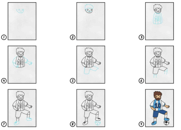 How to draw Messi cute