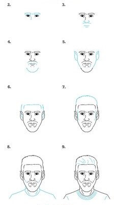 How to draw Messi head