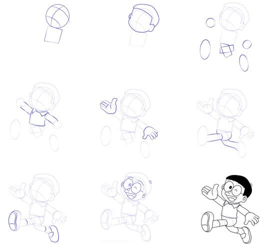 How to draw Nobita happy