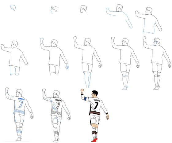 How to draw Ronaldo behind