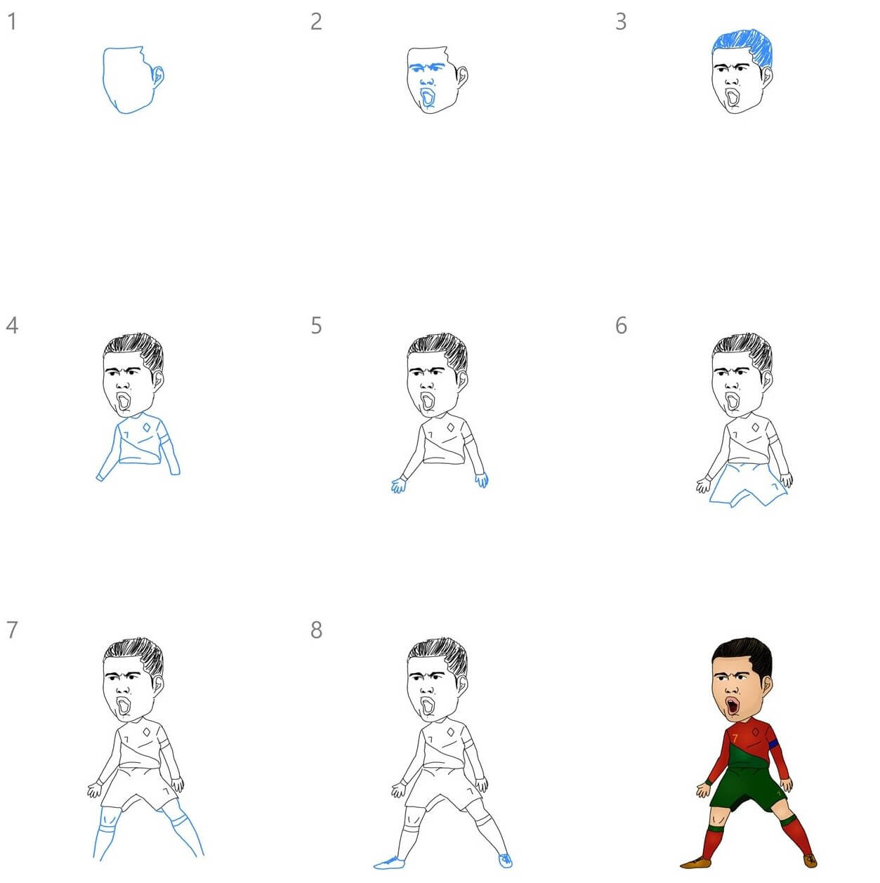 How to draw Ronaldo celebration