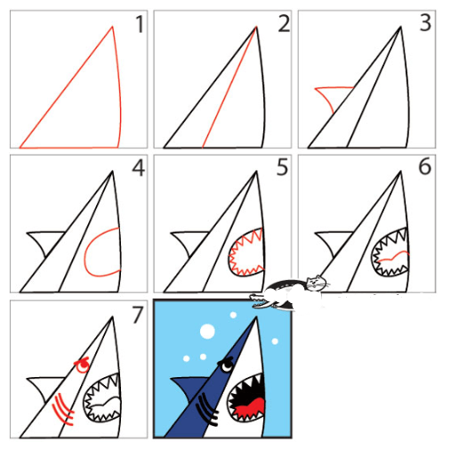 Shark cubes Drawing Ideas