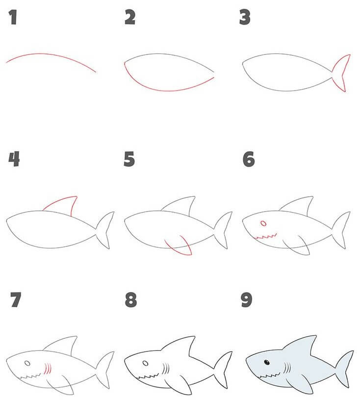 Shark cute Drawing Ideas