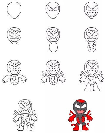 How to draw Spider man cute 2