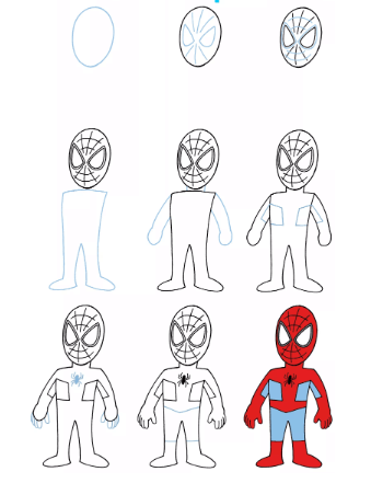 How to draw Spider man cute 3