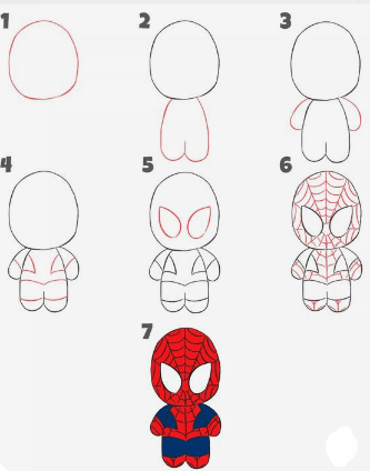 How to draw Spider man cute