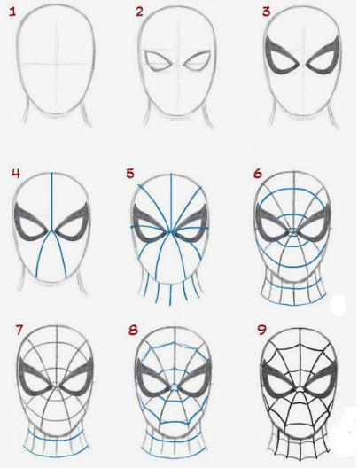 How to draw Spider man face 2