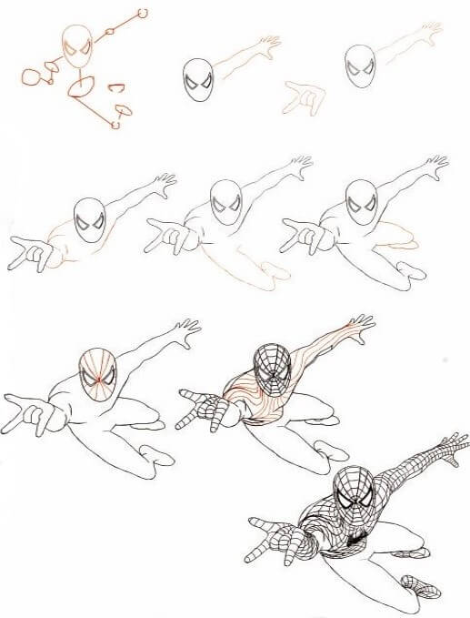 Spiderman shoots web Drawing Ideas