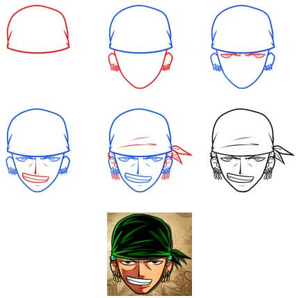Zoro wears a headband Drawing Ideas