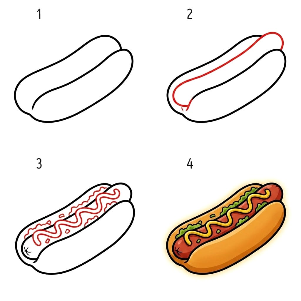 A Hot Dog Drawing Ideas