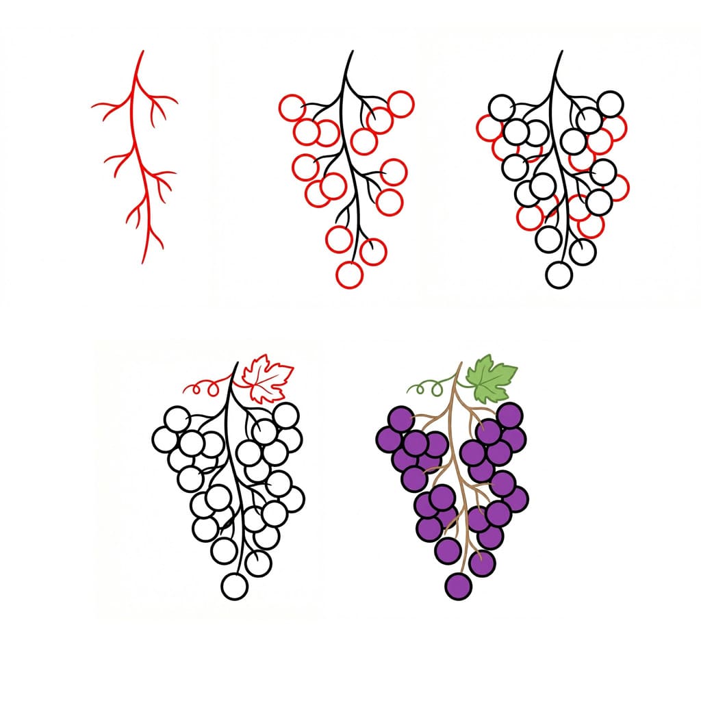 Bunch of Grapes Easy Drawing Ideas