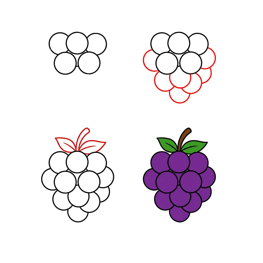 Bunch of Grapes Flat Drawing Ideas