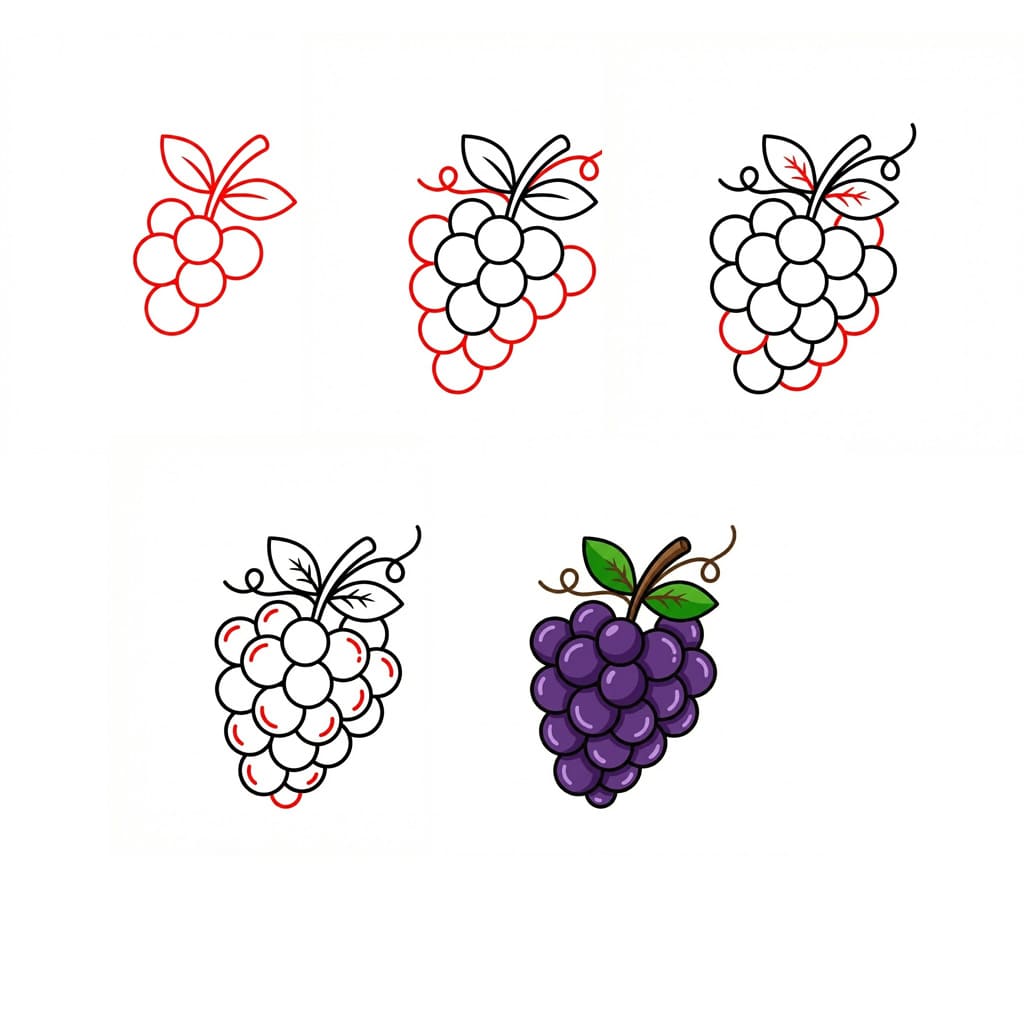 Bunch of Grapes Printable Drawing Ideas