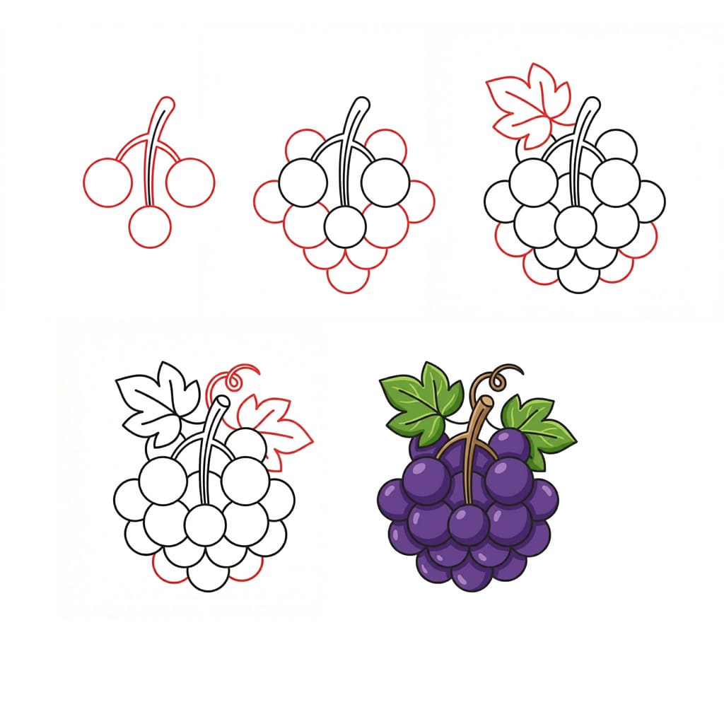 Bunch of Grapes for Kids Drawing Ideas
