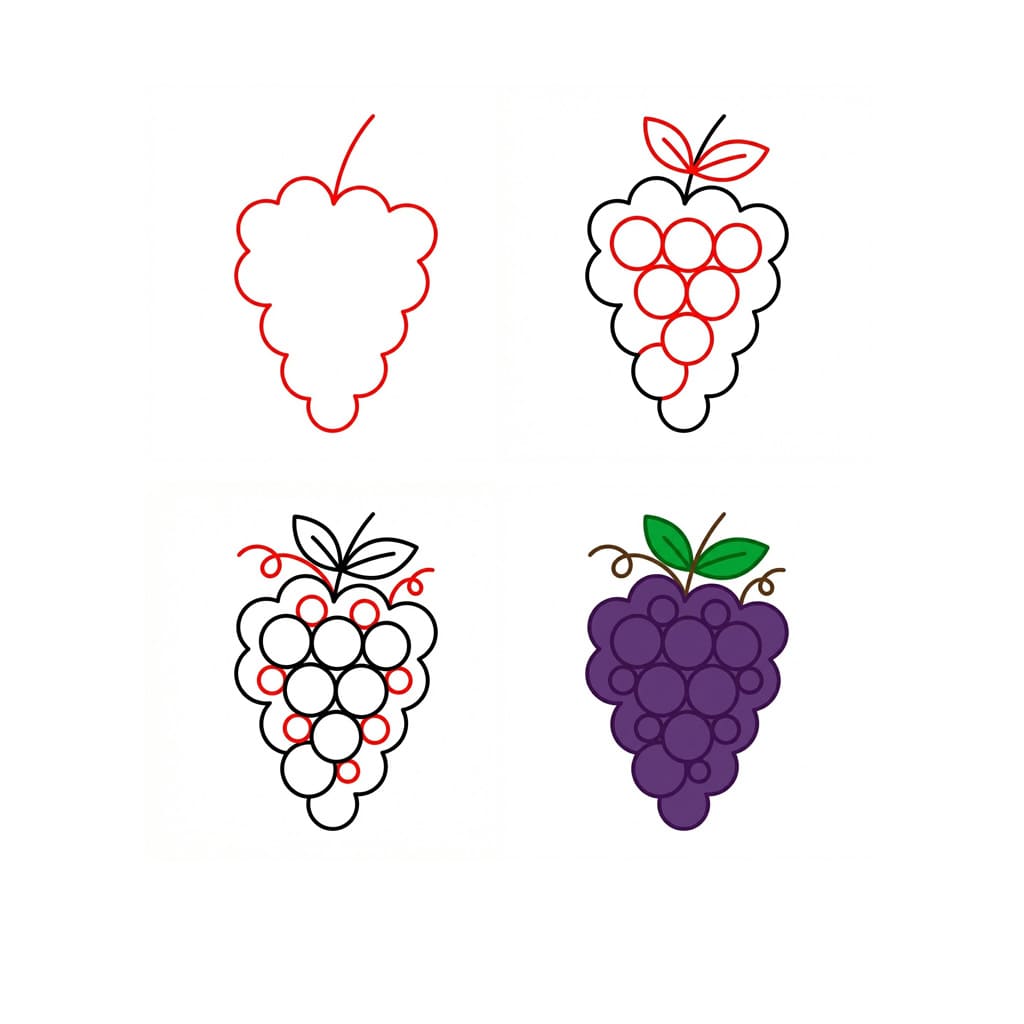 Bunch of grapes outline Drawing Ideas