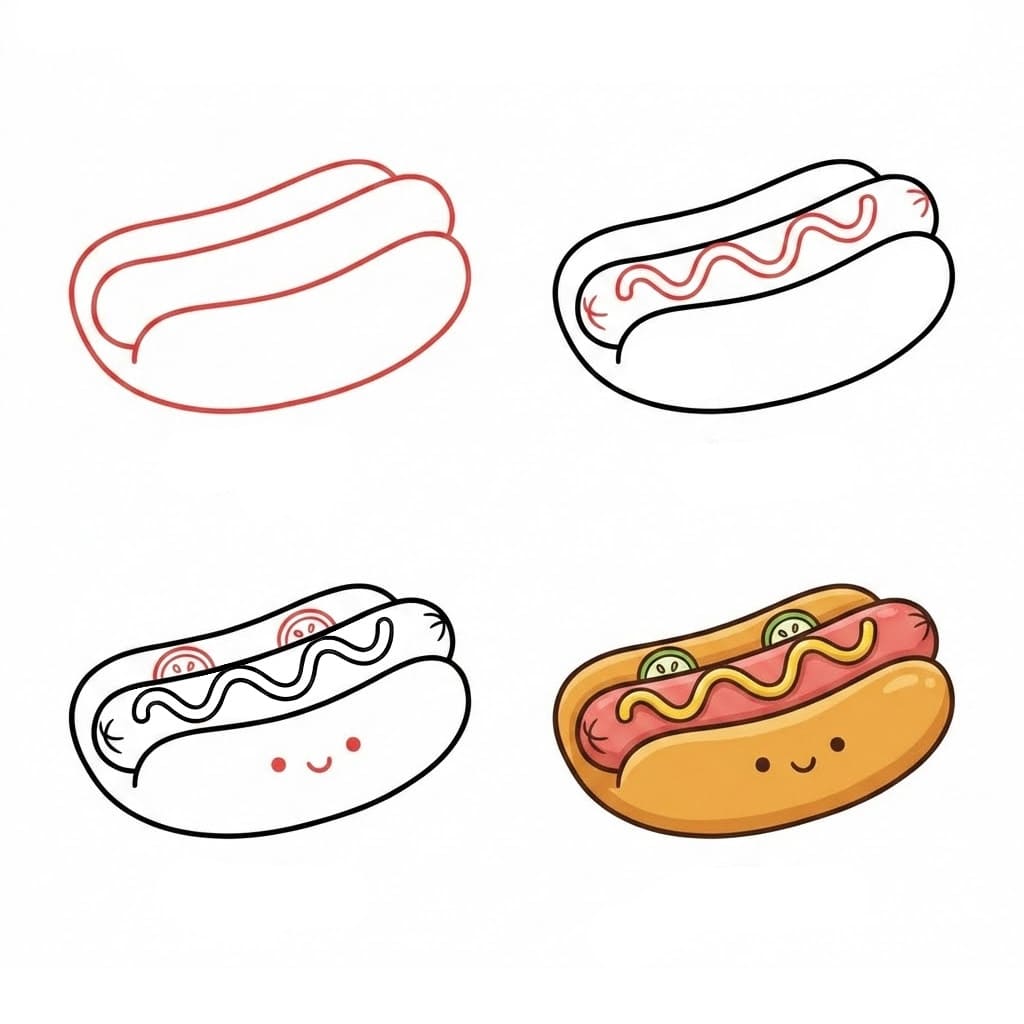 Cartoon Hot Dog Drawing Ideas