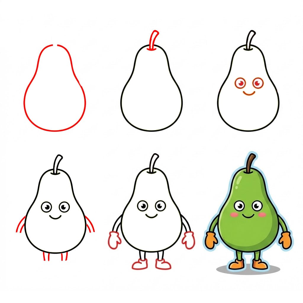 Cartoon pear Drawing Ideas