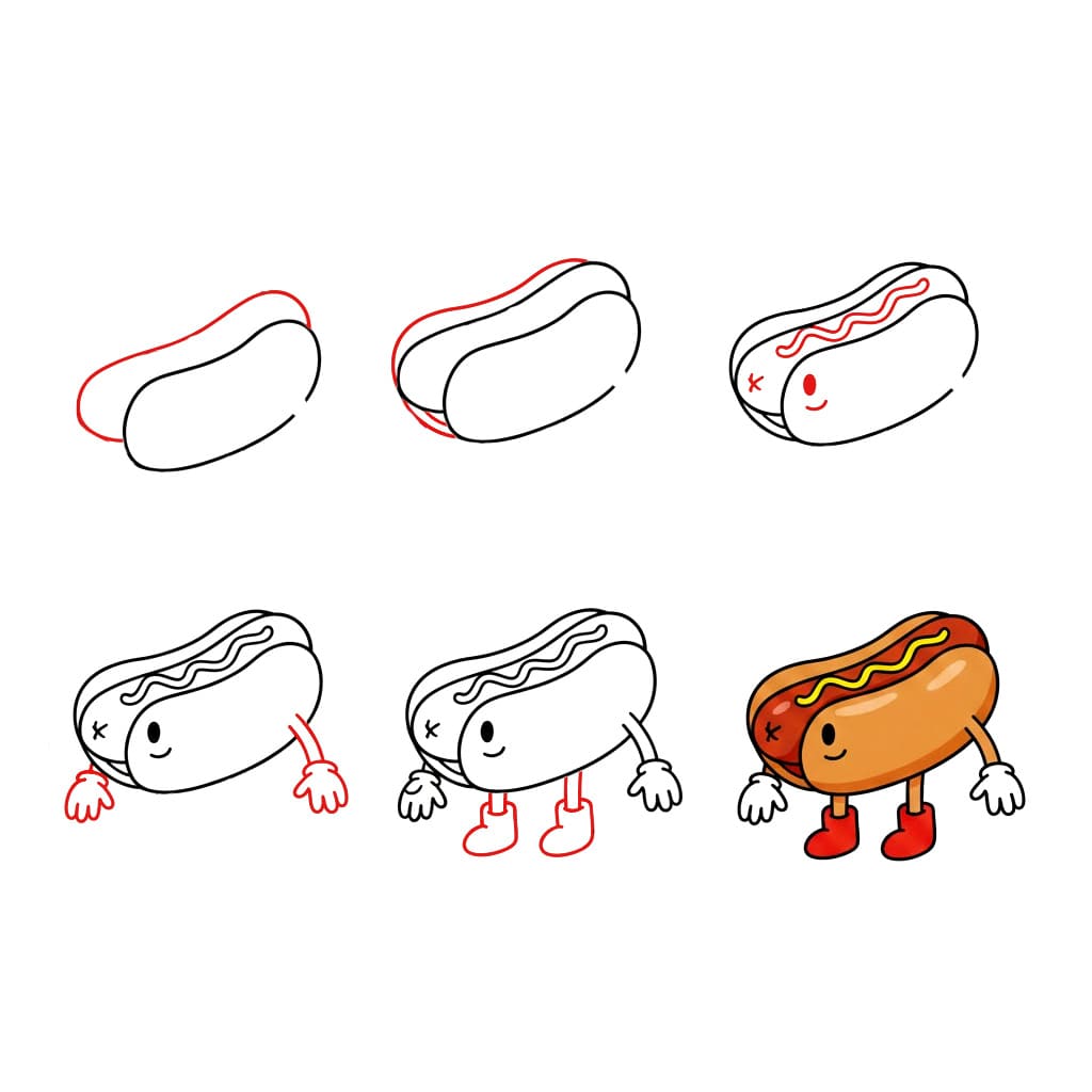 Character Hot Dog Drawing Ideas