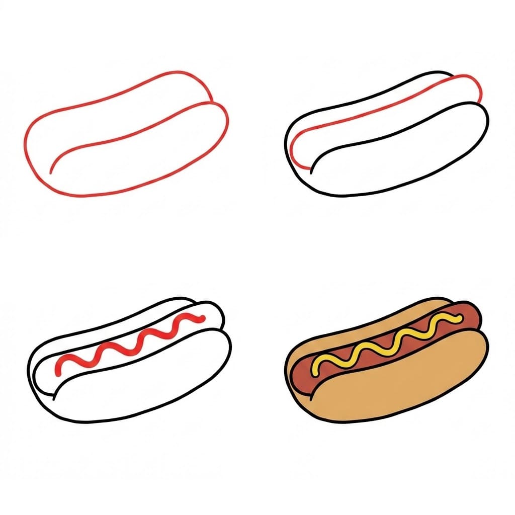 Classic Hot Dog Drawing Ideas