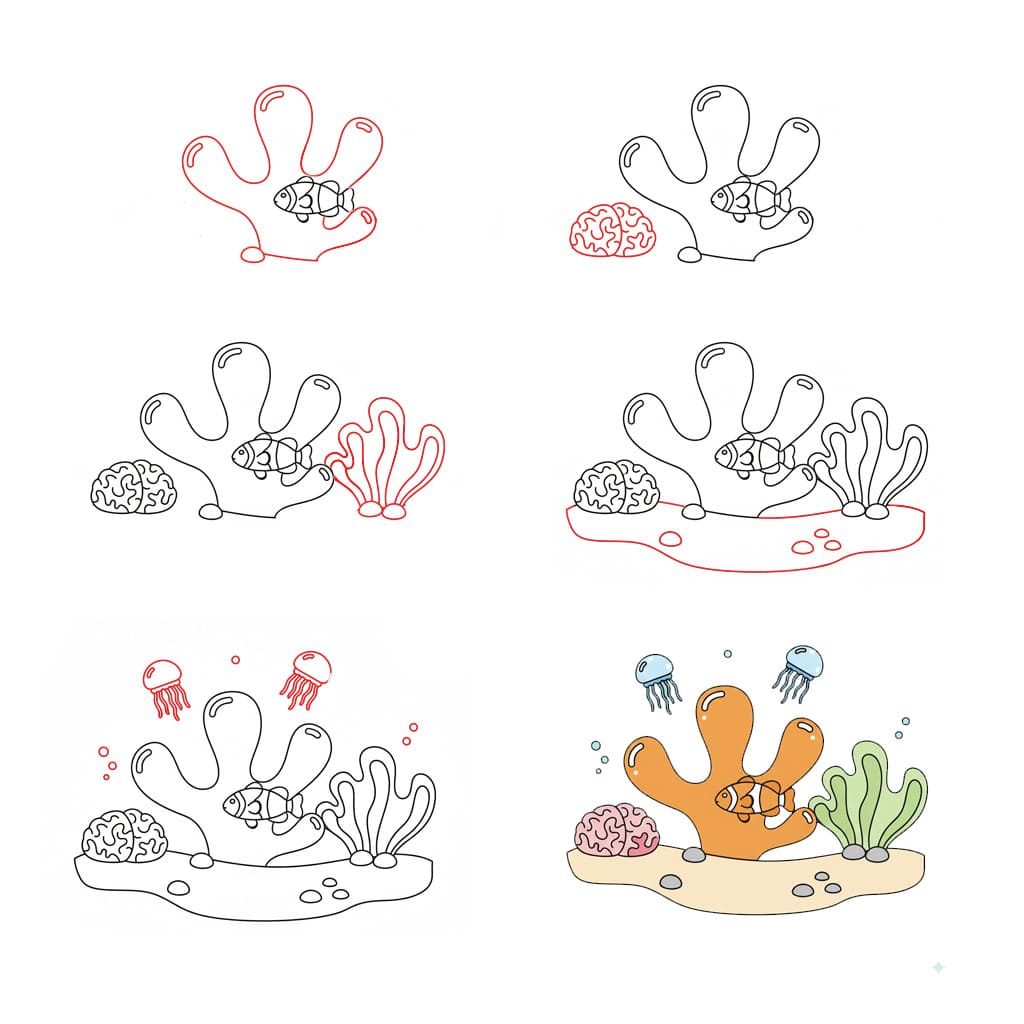 Coral and fish Drawing Ideas