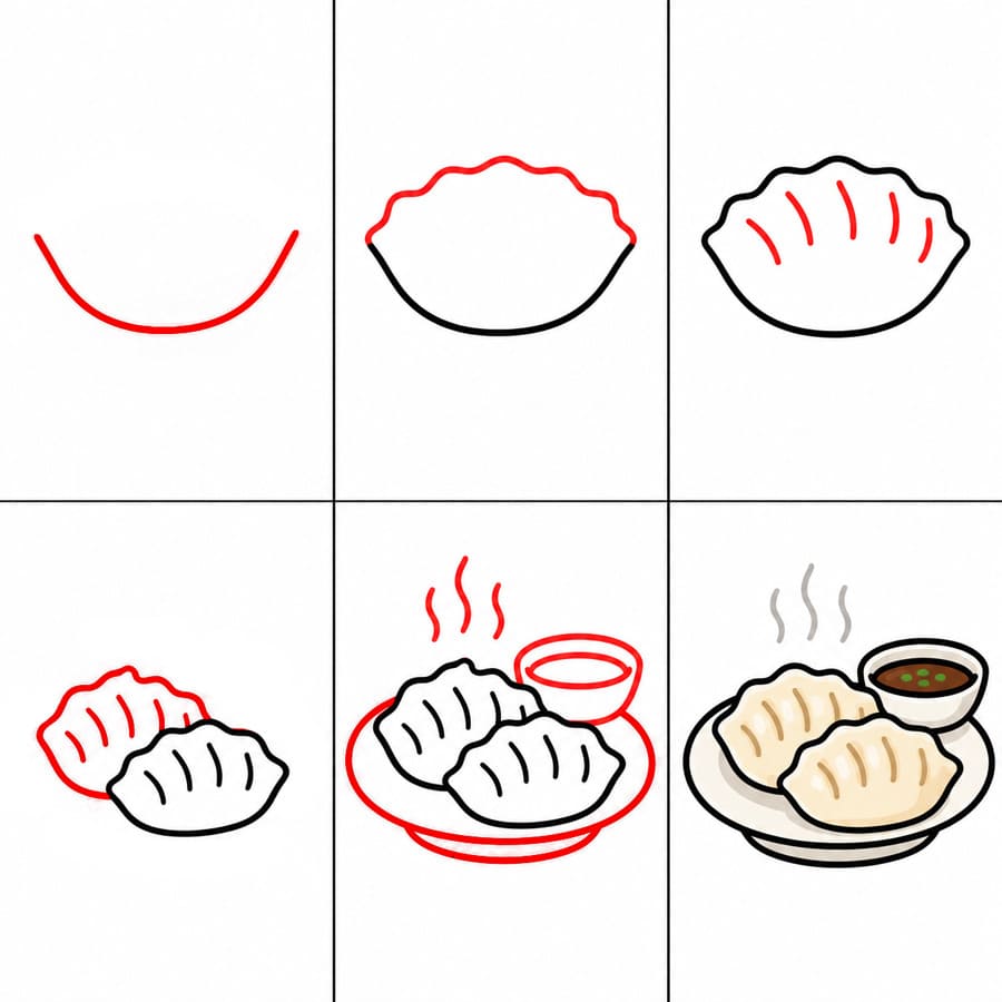 How to draw Dumpling Plate