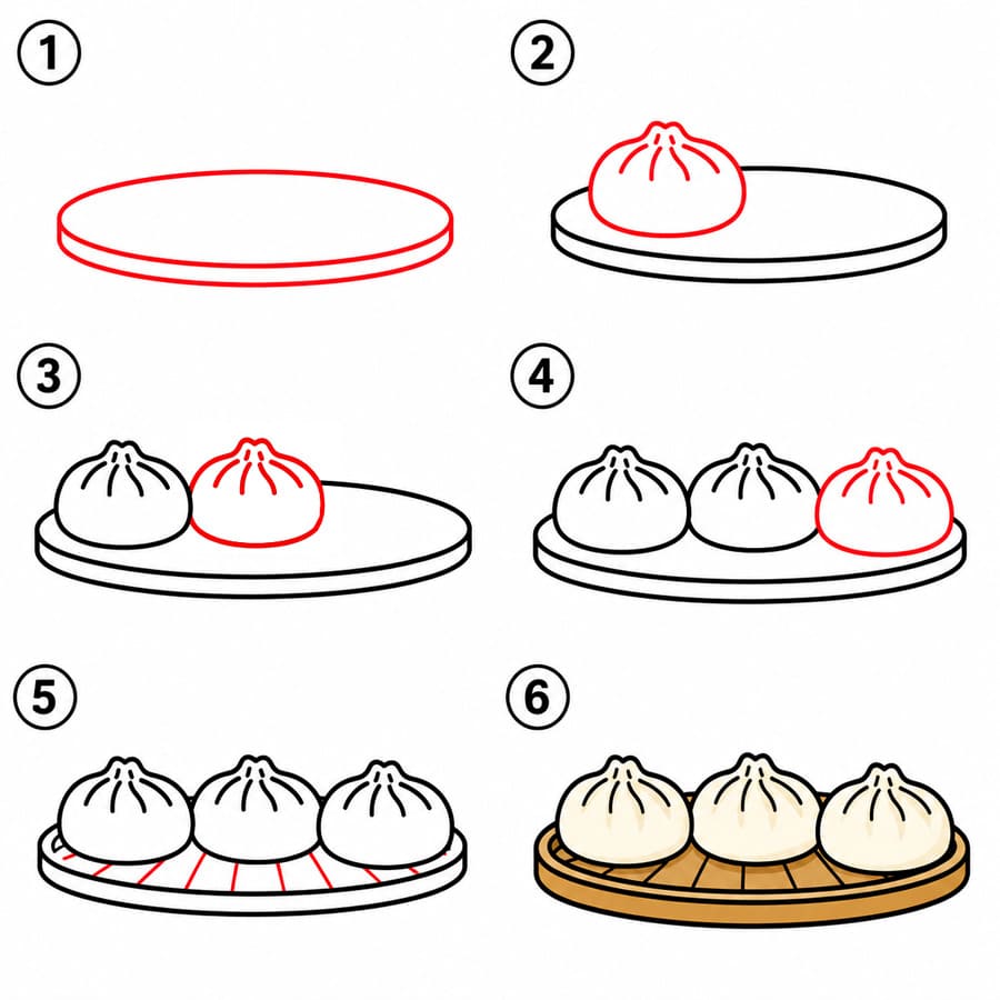 How to draw Dumpling Trio