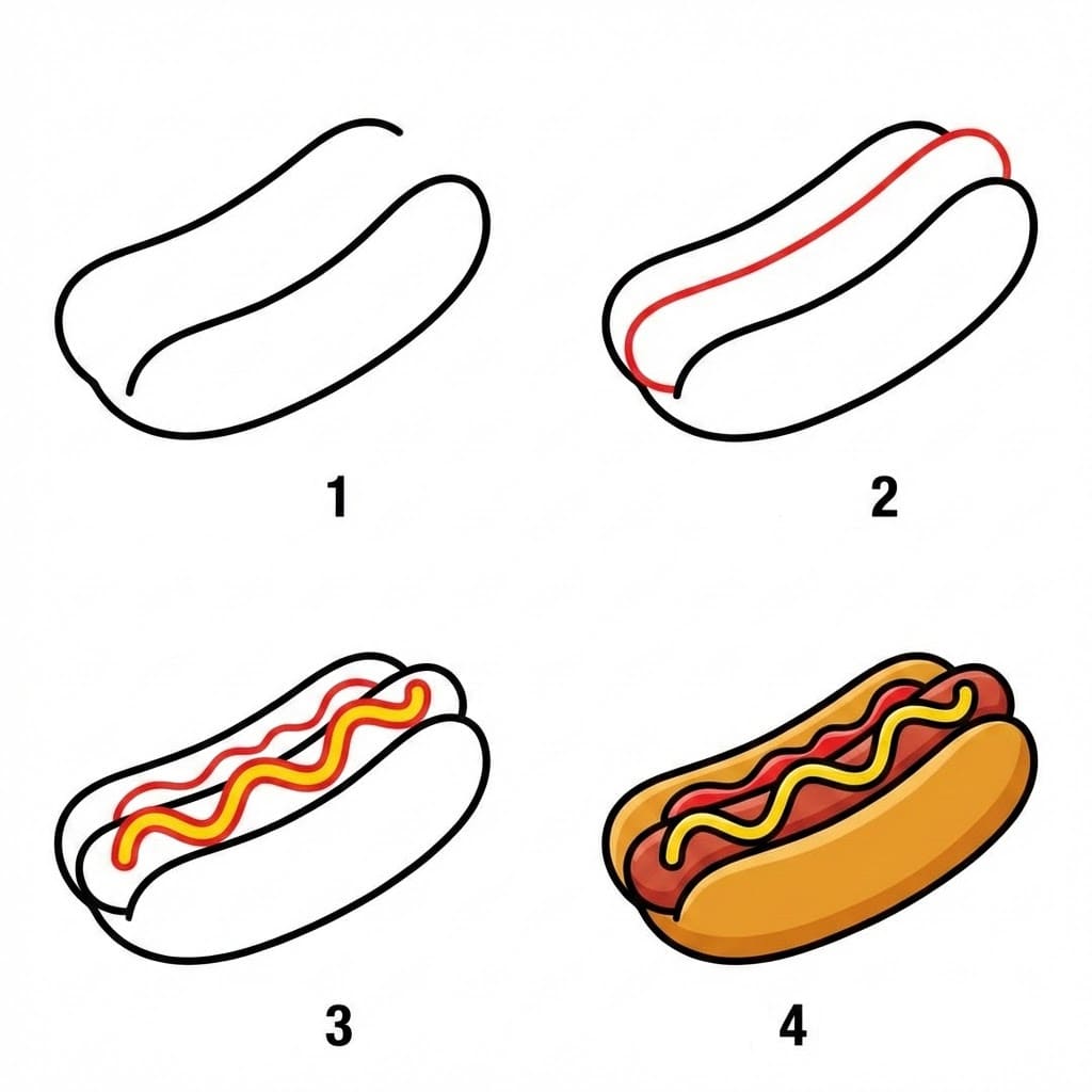 Free Hot Dog Drawing Ideas