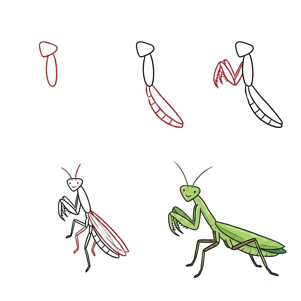 How to draw Funny Mantis