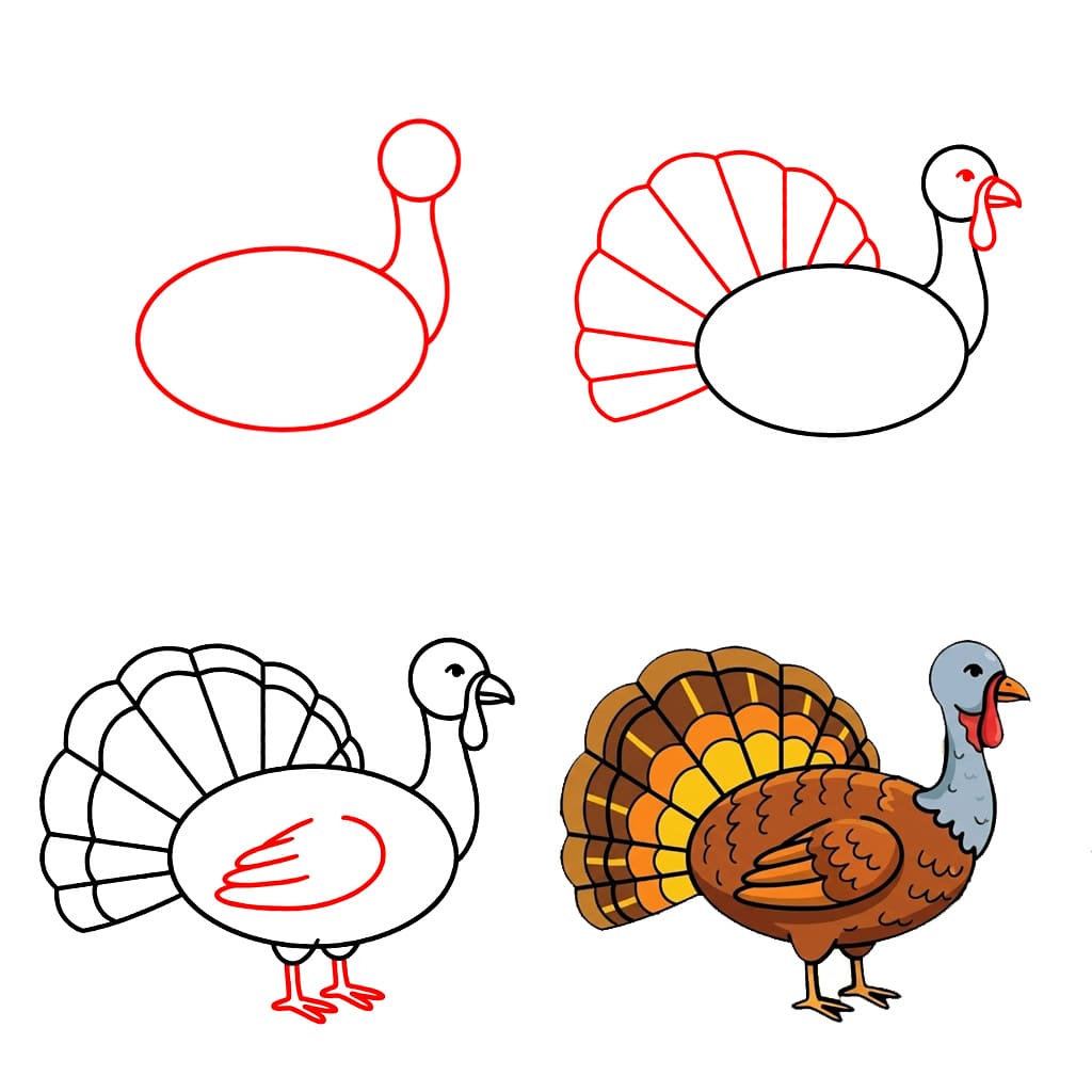 Happy Turkey Drawing Ideas