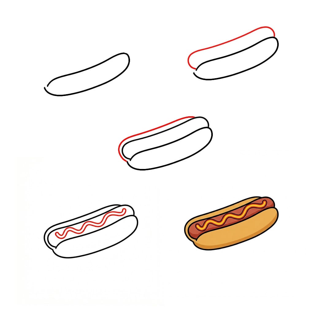 Hot Dog Delight Drawing Ideas