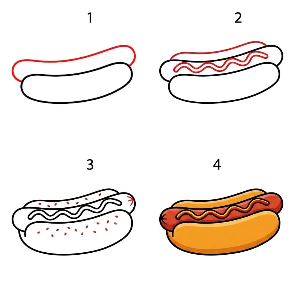Hot Dog Snack Drawing Ideas