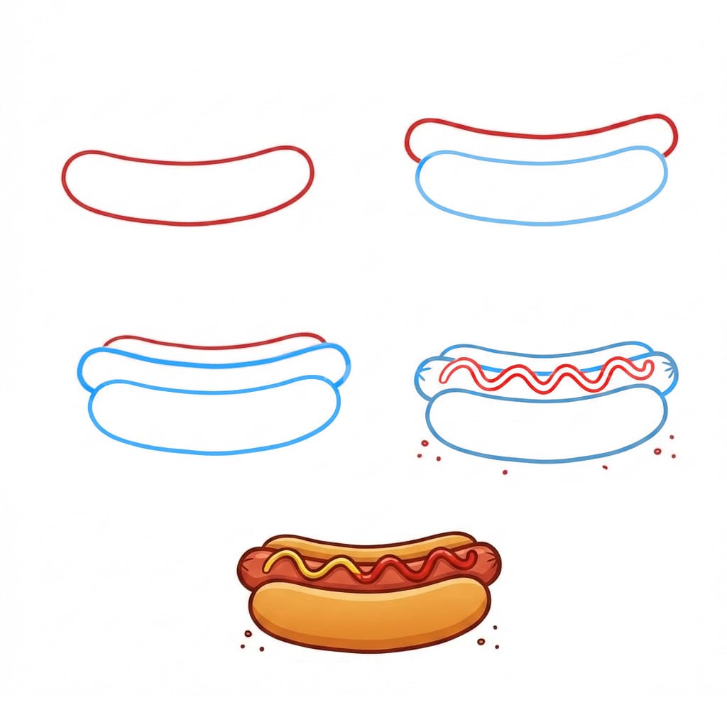 Hot Dog Treat Drawing Ideas